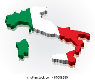 3D Flag Map of Italy