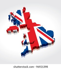 3D Flag Map of the UK (United Kingdom)