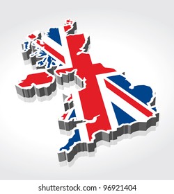 3D Flag Map Of The UK (United Kingdom)