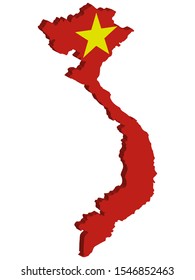 3D Flag Map of Vietnam officially the Socialist Republic of Vietnam. Vector illustration