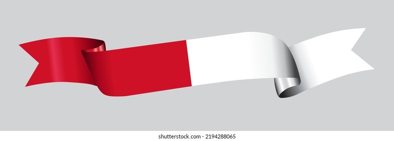 3D Flag of Monaco on a fabric ribbon.