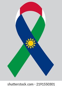 Bandera 3D de Namibia en una cinta de tela.
