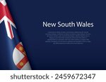 3d flag New South Wales, region of Australia, isolated on background with copyspace