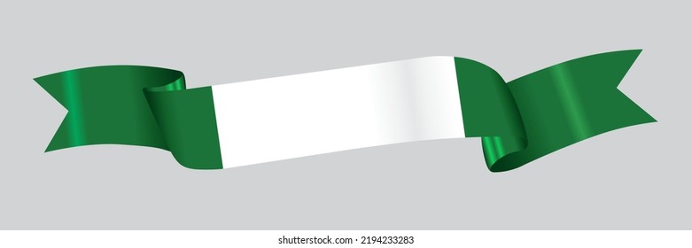 3D Flag Of Nigeria On A Fabric Ribbon.