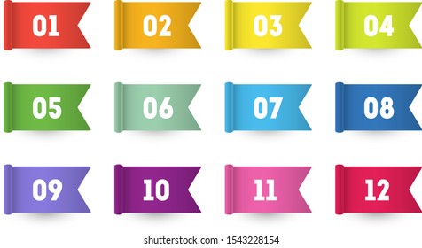 3d flag number bullet points from one to twelve