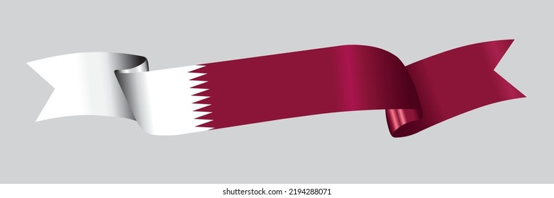 3D Flag of Qatar on a fabric ribbon.