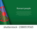 3d flag of Romani people, Ethnic group, isolated on background with copyspace
