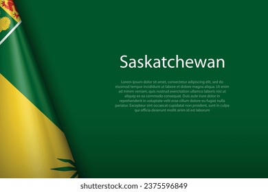 3D-Flagge Saskatchewan, Bundesstaat Kanada, einzeln auf Hintergrund mit Kopienraum