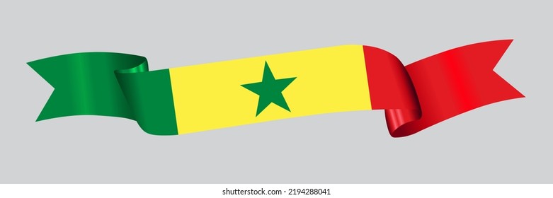 3D Flag of Senegal on a fabric ribbon.