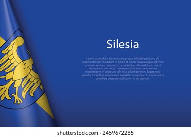 3d flag Silesia, region of Poland, isolated on background with copyspace