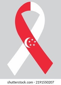 3D Flag of Singapore on a fabric ribbon.
