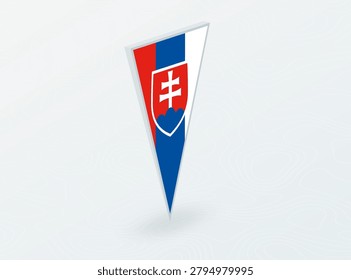 3D Flag of Slovakia in Triangular Pin Shape on Abstract Background. Ideal for maps, navigation, international events, and national pride concepts.