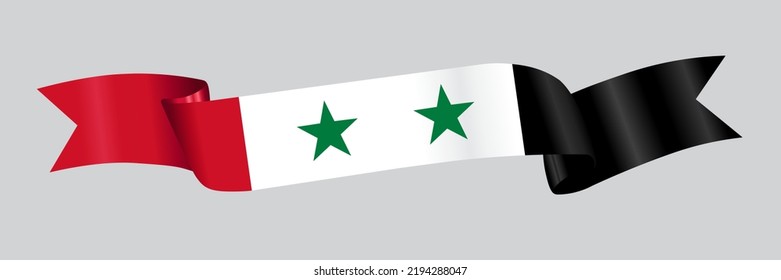 3D Flag of Syria on a fabric ribbon.