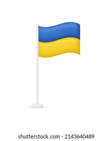 3D flag Ukraine isolated on white background. Save Ukraine. Ukraine is my home. Support for the country during the occupation.