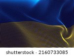 3D Flag of Ukraine made of Particles Dots. Digital Waving Flag of Ukraine. Digital Hackers War Concept. Vector Illustration.