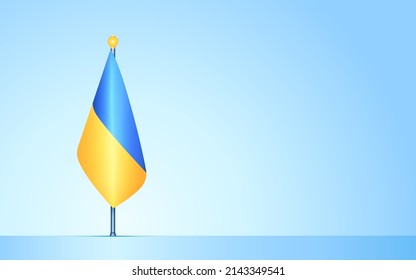 3d flag of Ukraine on flagpole, realistic national attribute, mini country presentation, government symbol