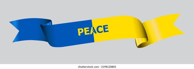 3D Flag of Ukrainian on a fabric ribbon, the concept of peace in Ukraine. Stop world war.