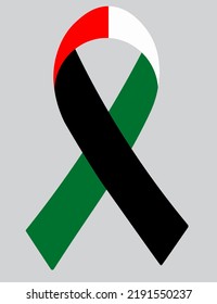 Bandera 3D de los Emiratos Árabes Unidos sobre una cinta de tela.