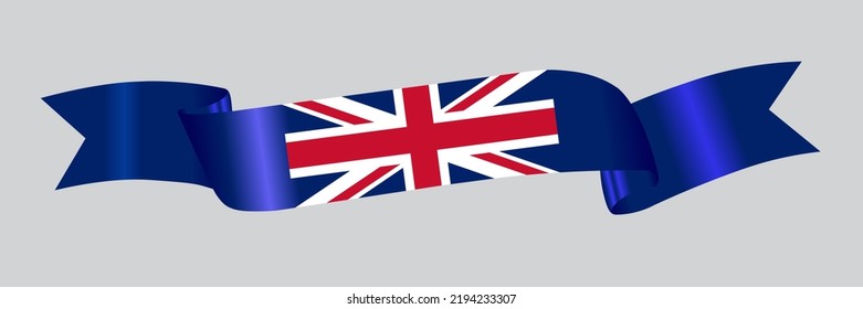 3D Flag of United Kingdom on a fabric ribbon.