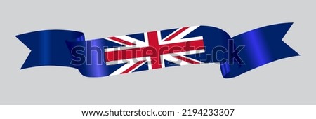 3D Flag of United Kingdom on a fabric ribbon.