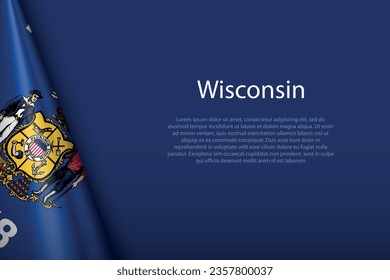 Bandera 3d Wisconsin, estado de los Estados Unidos, aislada en segundo plano con copyspace