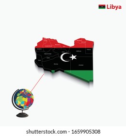 3d flags map of Libya, vector Flags map