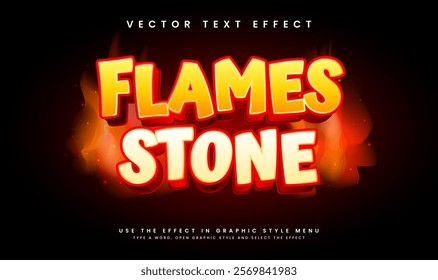 3d flame stone editable vector text effect, with red hot concept.
