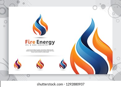 3d flame vector logo designs with modern concept style as a symbol of oil and gas. illustration of oil and gas use for template energy and industry company.