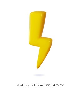 3d flash arrow thunder lightning cartoon icon vector element. Dangerous voltage electric power or instant spark warning. Battery fast recharge symbol