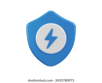 3d flash bolt lightning and shield icon, protection symbol vector icon illustration