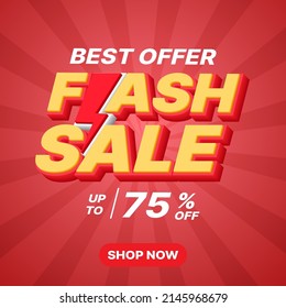 3d flash sale banner design template. business vector illustration