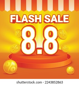 3D Flash sale banner template design for web or social media