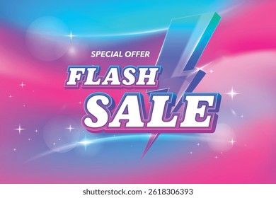 Design de desconto de venda 3D Flash para compras on-line ou mídia social. Efeito de texto vetorial editável do Flash Sale.