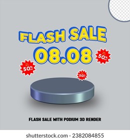 3D flash sale discount promotion with podium