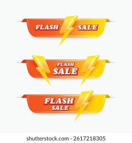 3D Flash sale label banner with thunderbolts design for web shopping online or social media. Flash Sale editable vector text effect.