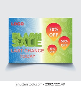 3D Flash Sale Promotion Poster Flyer A4 landscape Size