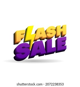 3d flash sale vector illustration in yellow and purple color