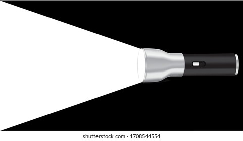 3D Flashlight with projection Spotlight on Banner Vector Illustration. Place for your text. Object  Abstract Background Concept Design.
