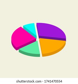 3D Flat Design of Pie Charts