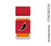 3D flat design style Japanese food : Japanese style chili pepper powder seven spice blend or Shichimi togarashi in transparent bottle container icon isolated on white background illustration in vector