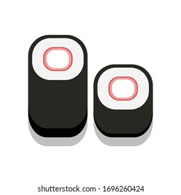  3D-Flachdesign-Stil Japanisches Essen: Sushi-Imitation-Krabbe-Stick oder Kanikama maki-Rollsymbol einzeln auf weißem Hintergrund, Illustration in Vektorillustration