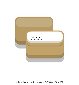 Cocina japonesa de diseño plano en 3D: icono del tofu de bolsillo sushi o Inarizushi aislado en la ilustración de fondo blanco en el vector