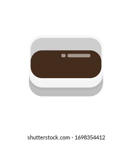 3D flat design style Japanese food and cooking element : Japanese condiment soy sauce or shoyu in grey white dip container icon isolated on white background illustration in vector