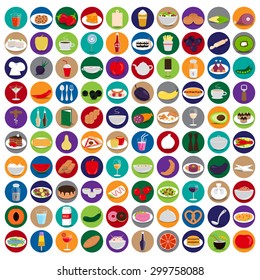 3D Flat Food Icons Set: Vector Illustration, Graphic Design. Collection Of Colorful Icons. For Web, Websites, Print, Presentation Templates, Mobile Applications And Promotional Materials