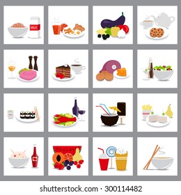 3D Flat Food Set: Vector Illustration, Graphic Design. Collection Of Colorful Icons. For Web, Websites, Print, Presentation Templates, Mobile Applications And Promotional Materials