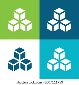 3d Flat four color minimal icon set
