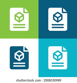 3d Flat four color minimal icon set