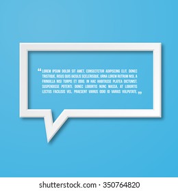 3d flat frame speech bubble icon for text quote. Vector blank template