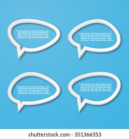 3d flat frame speech bubble icon for text quote. Vector blank template