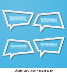 3d flat frame speech bubble icon for text quote. Vector blank template